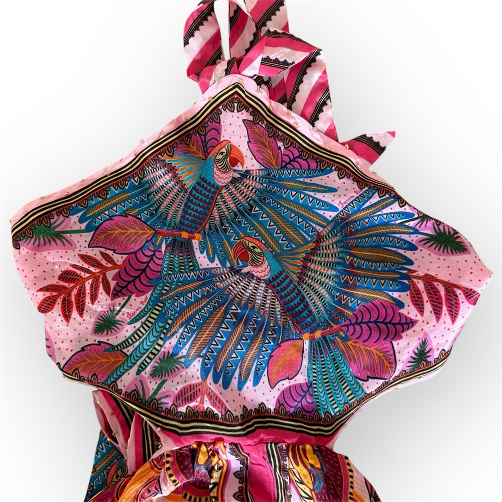 NWT Anthropologie Farm Rio Macaw Scarf Maxi Dress - Picture 6 of 14